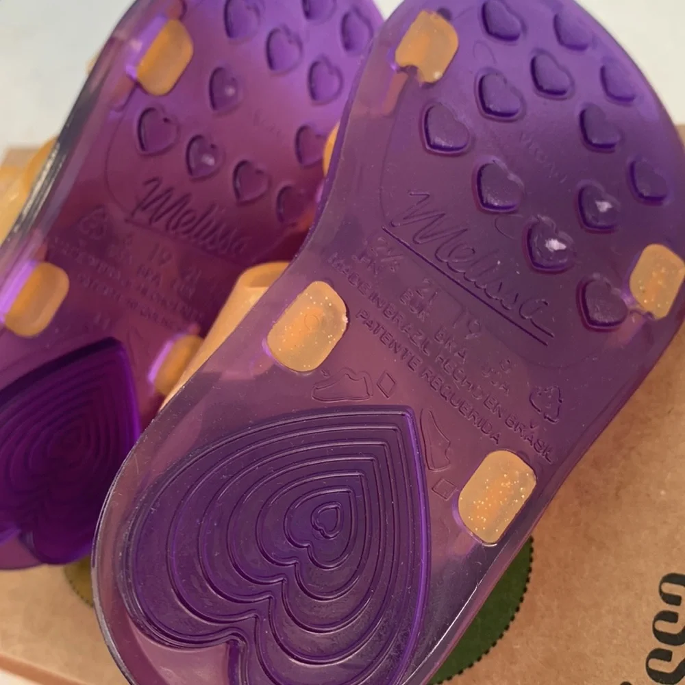 NWT Mini Melissa Real Jelly Paris Sandals 6 Purple/Yellow w/ Box